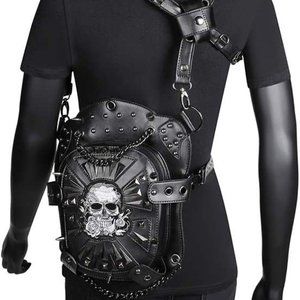 Leather Crossbody Shoulder Messenger Bags Motorcycle Waist Bag Hip Holster Belt